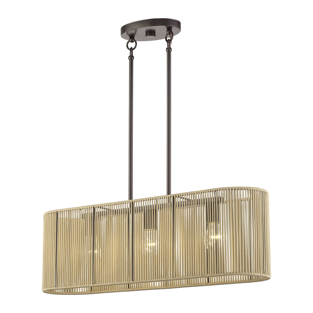 3 Light English Bronze Medium Linear Chandelier