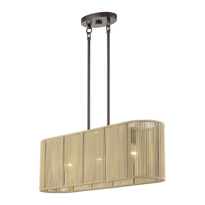 3 Light English Bronze Medium Linear Chandelier
