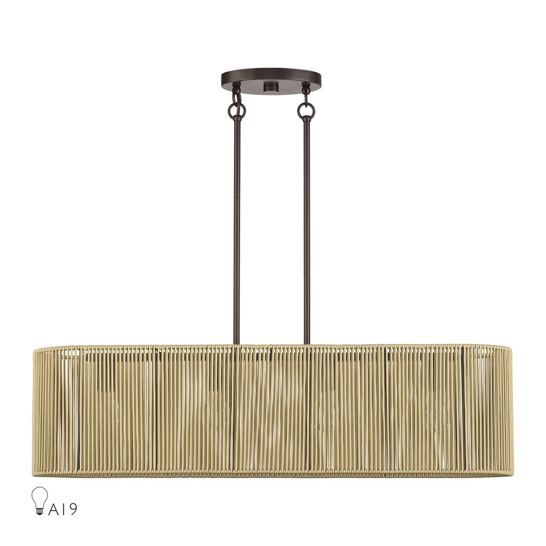 4 Light English Bronze Large Linear Chandelier by Livex Lighting