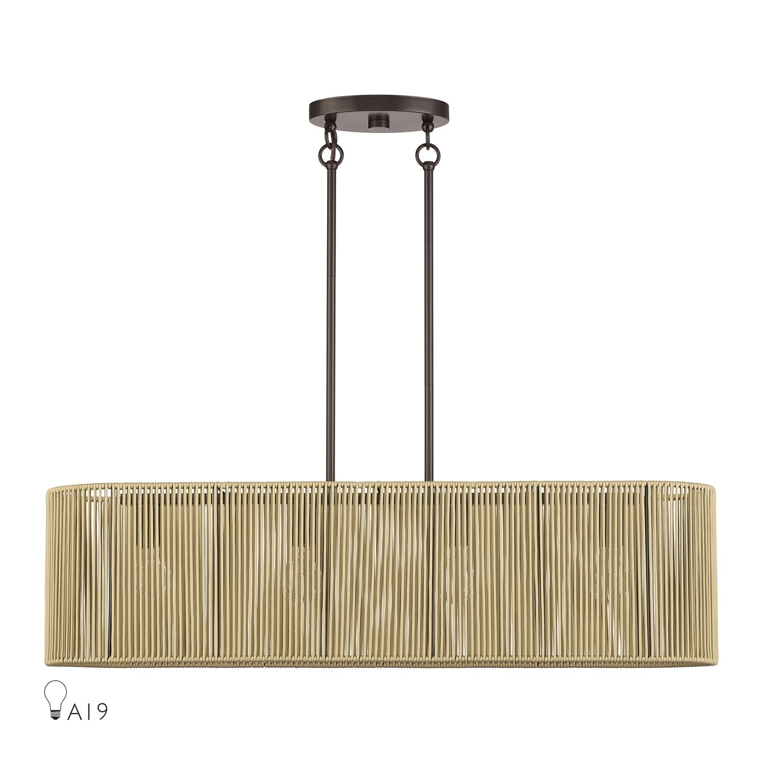 4 Light English Bronze Large Linear Chandelier by Livex Lighting
