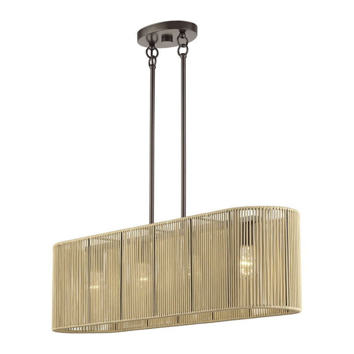 4 Light English Bronze Large Linear Chandelier