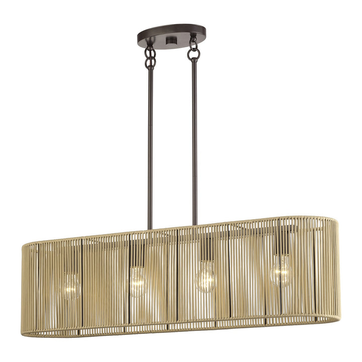4 Light English Bronze Large Linear Chandelier