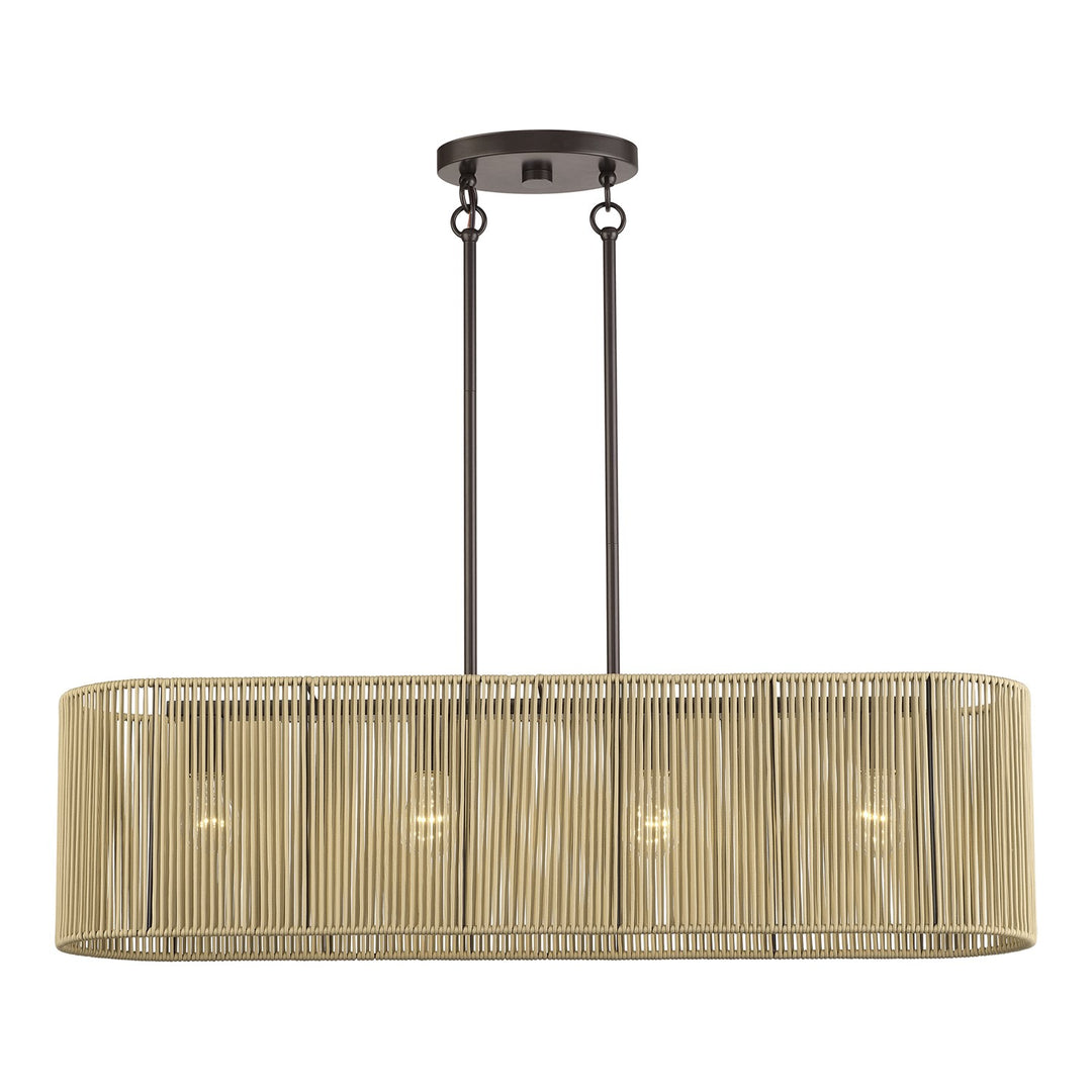 4 Light English Bronze Large Linear Chandelier
