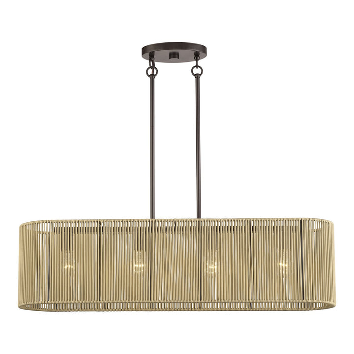 4 Light English Bronze Large Linear Chandelier
