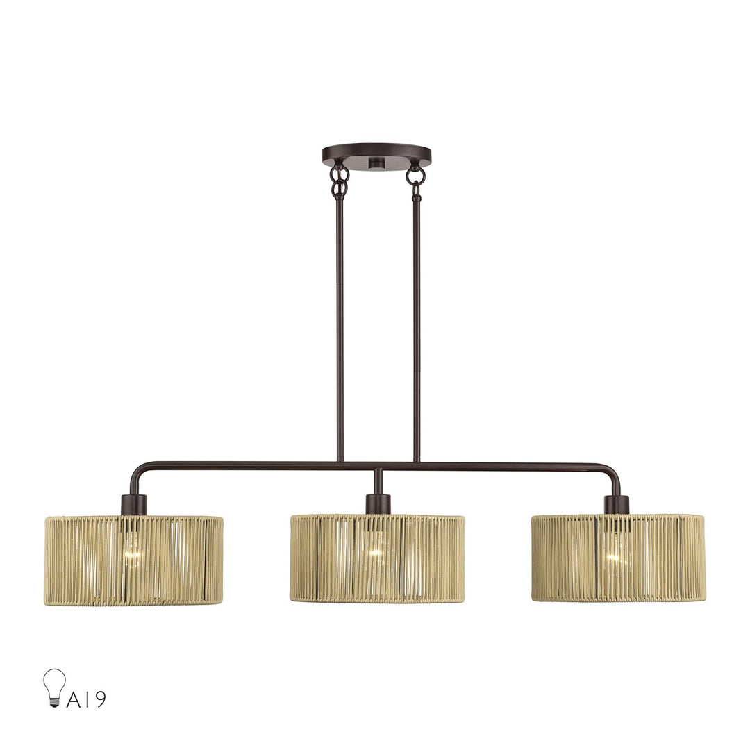 3 Light English Bronze Extra Large Linear Chandelier by Livex Lighting