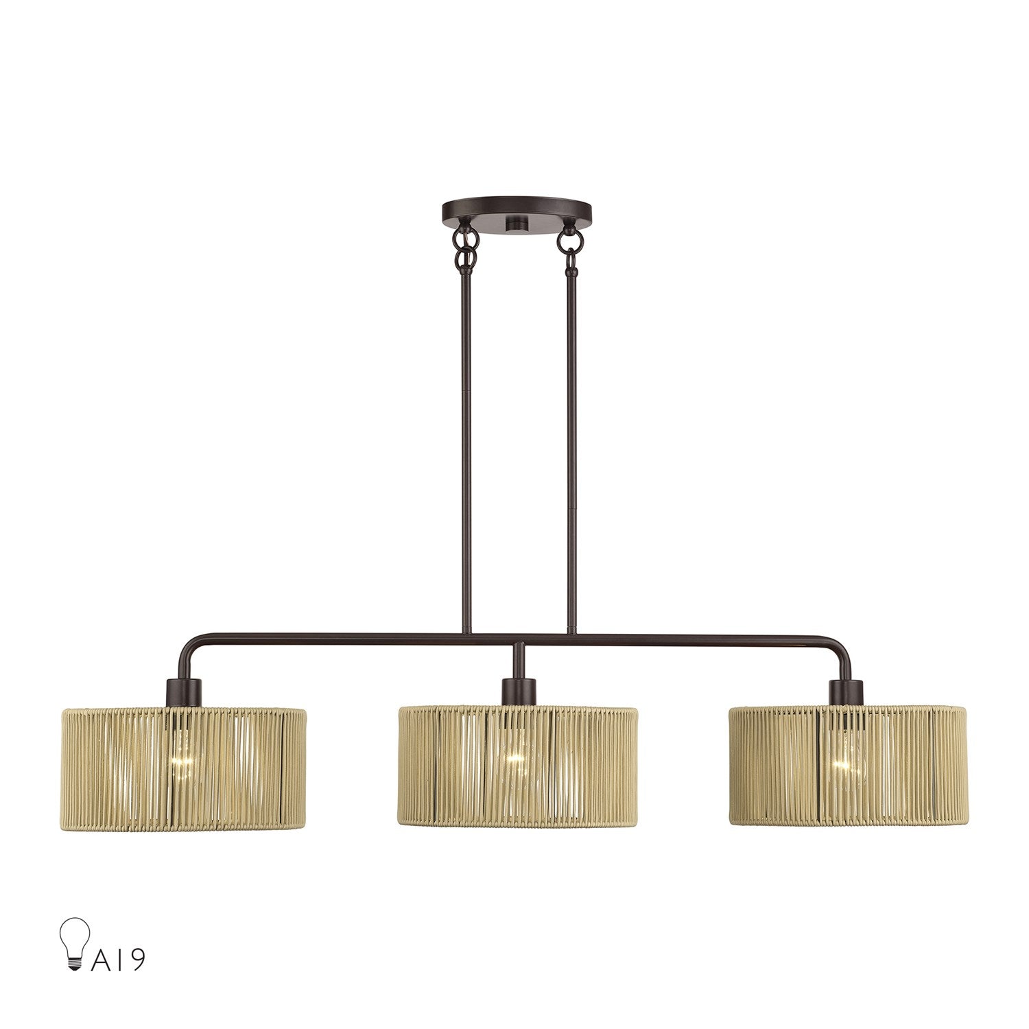 3 Light English Bronze Extra Large Linear Chandelier by Livex Lighting