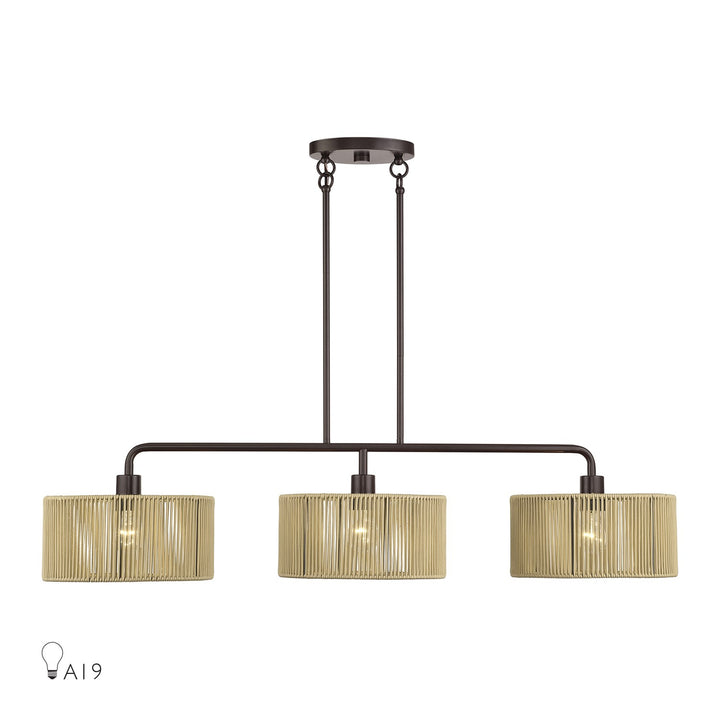 3 Light English Bronze Extra Large Linear Chandelier by Livex Lighting