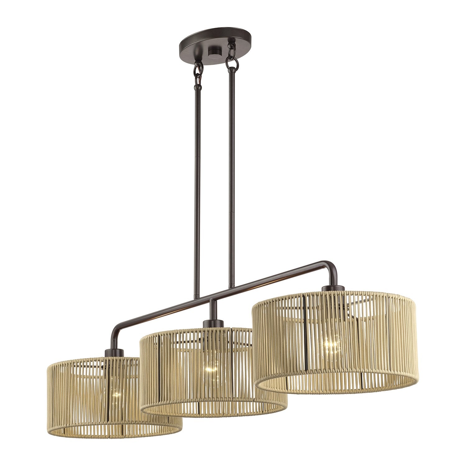3 Light English Bronze Extra Large Linear Chandelier