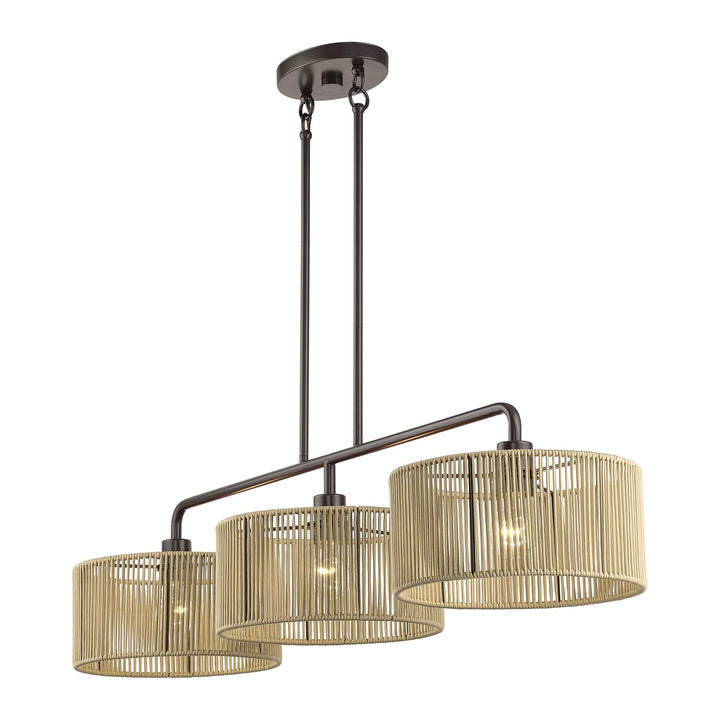 3 Light English Bronze Extra Large Linear Chandelier