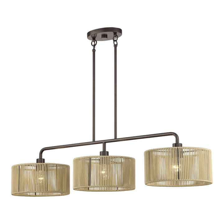3 Light English Bronze Extra Large Linear Chandelier