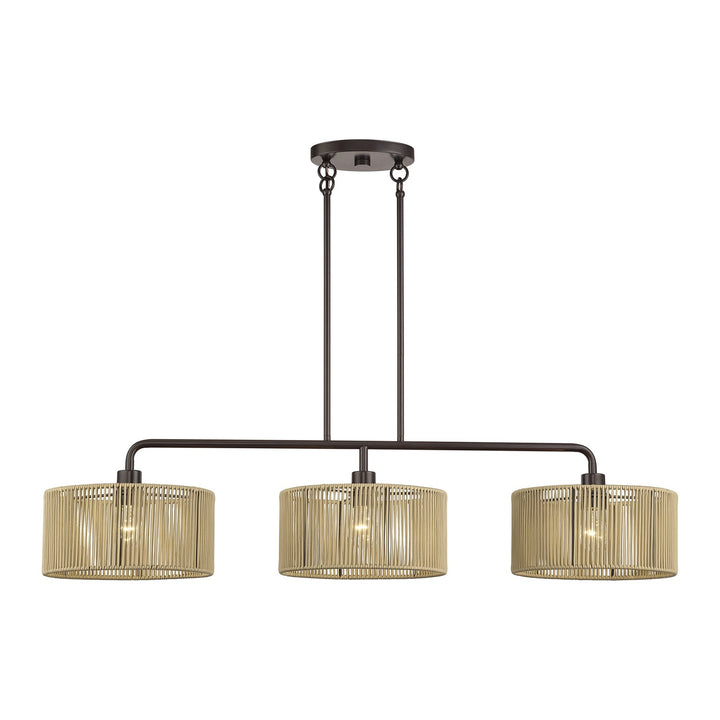 3 Light English Bronze Extra Large Linear Chandelier
