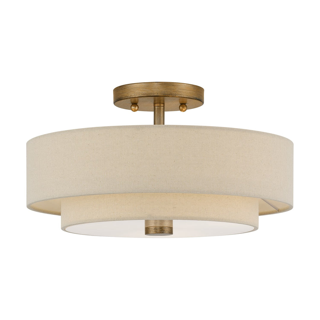 3 Light Antique Gold Leaf Large Semi-Flush by Livex Lighting