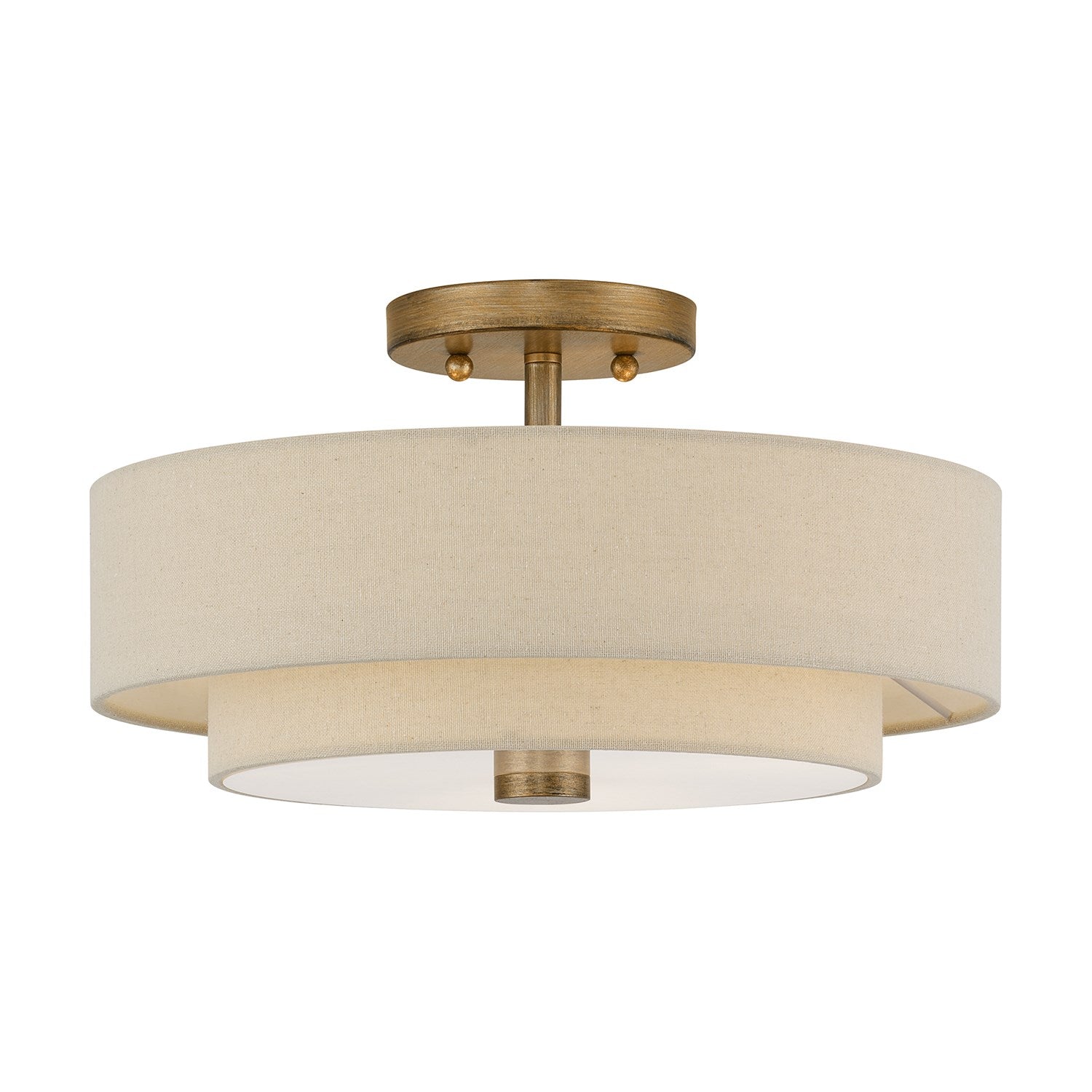 3 Light Antique Gold Leaf Large Semi-Flush by Livex Lighting