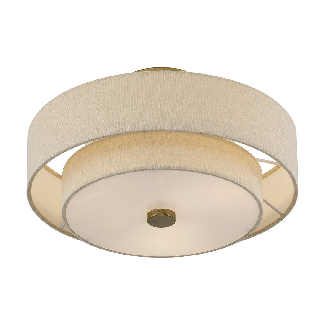 3 Light Antique Gold Leaf Large Semi-Flush