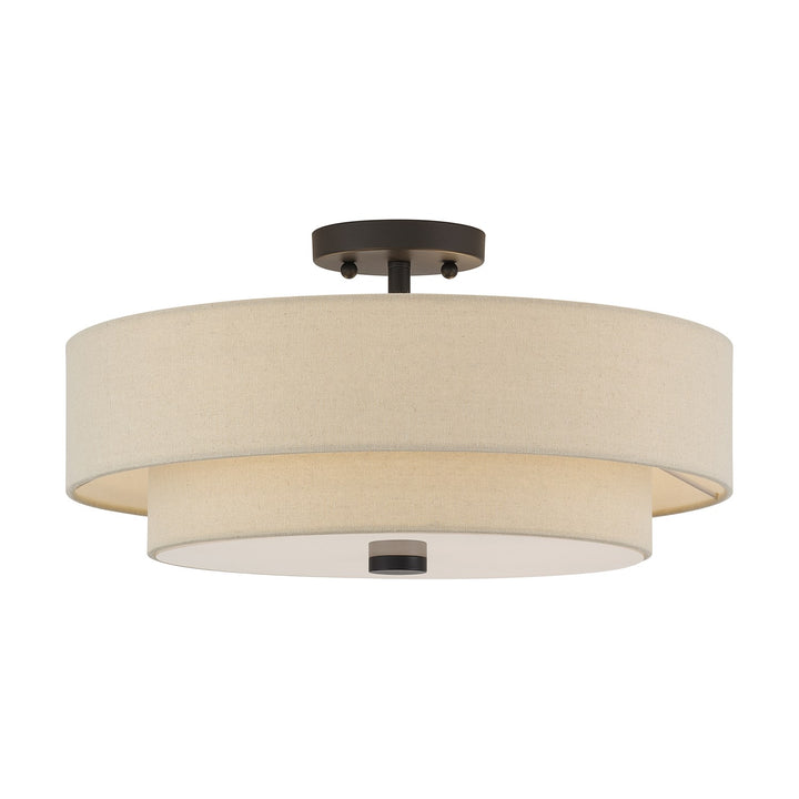 4 Light Antique Gold Leaf Large Semi-Flush by Livex Lighting