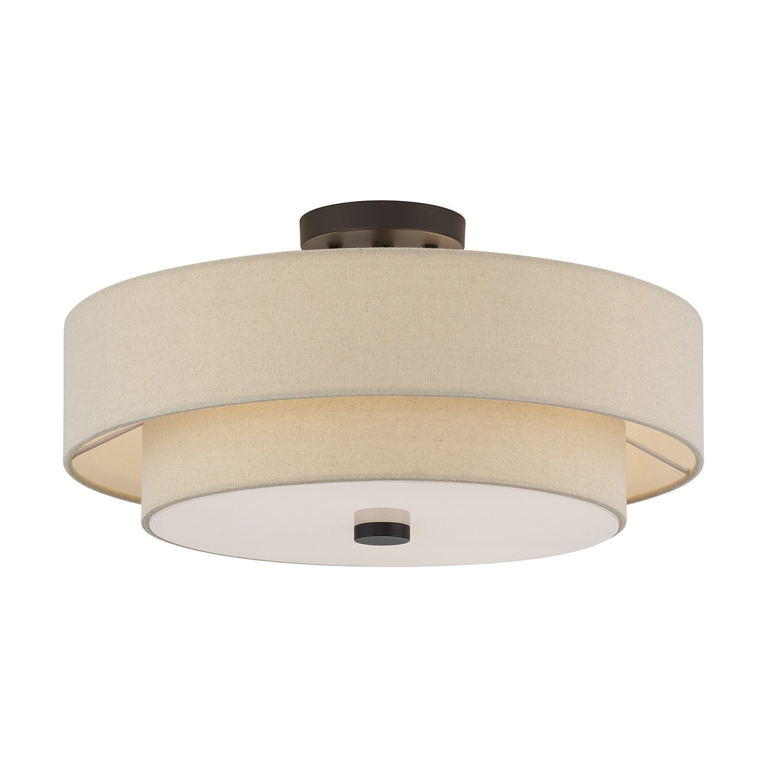4 Light Antique Gold Leaf Large Semi-Flush