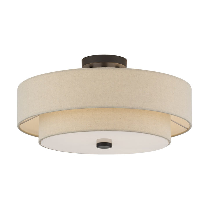 4 Light Antique Gold Leaf Large Semi-Flush
