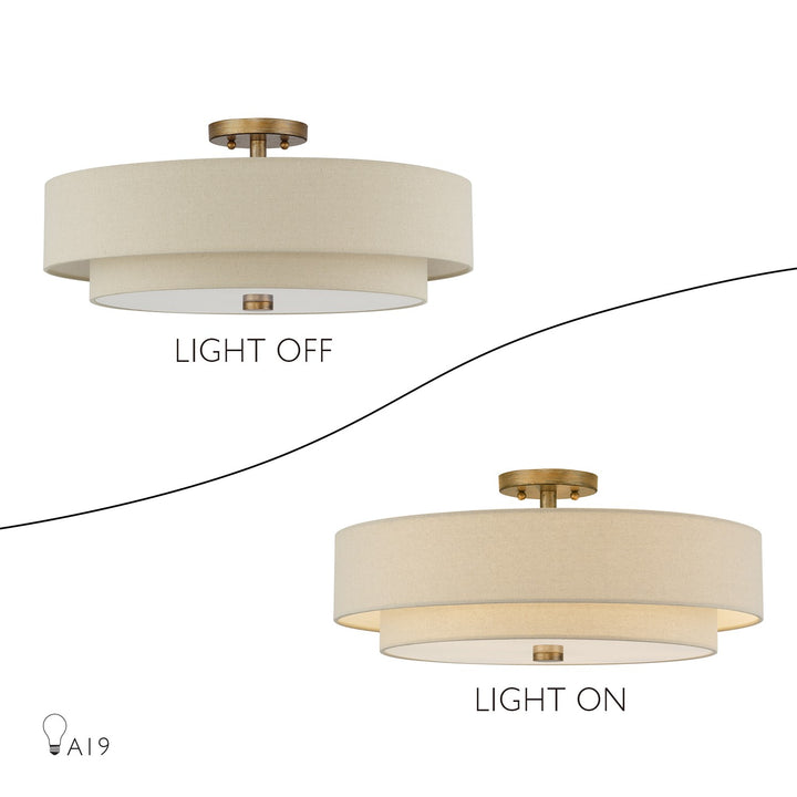 5 Light Antique Gold Leaf Extra Large Semi-Flush