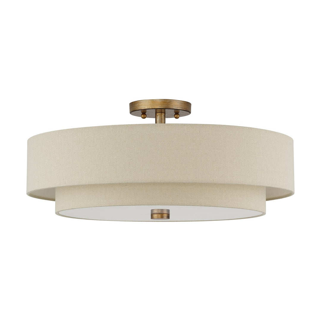 5 Light Antique Gold Leaf Extra Large Semi-Flush