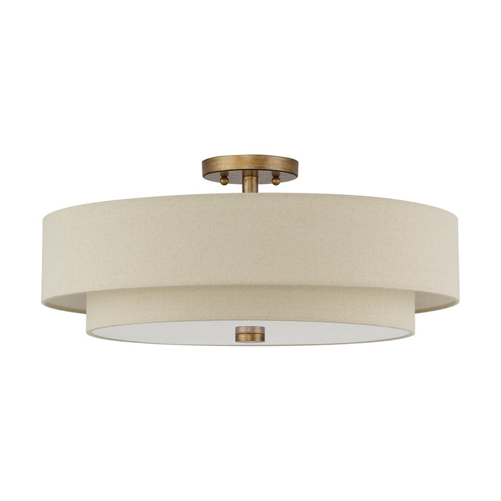 5 Light Antique Gold Leaf Extra Large Semi-Flush