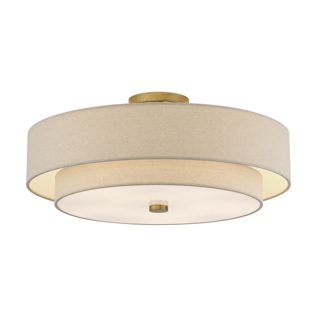 5 Light Antique Gold Leaf Extra Large Semi-Flush