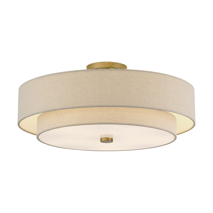 5 Light Antique Gold Leaf Extra Large Semi-Flush