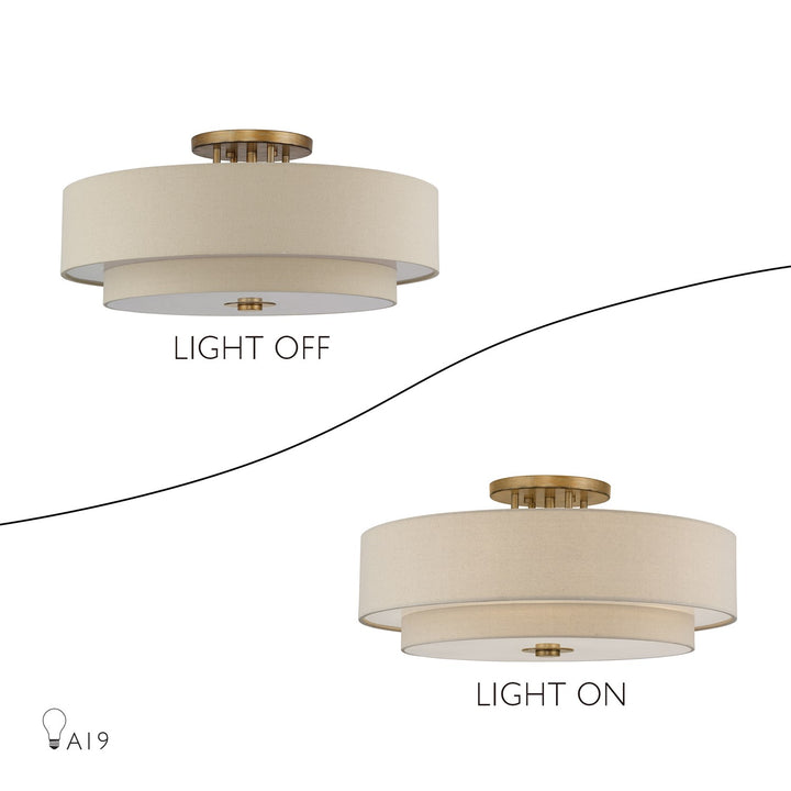 6 Light Antique Gold Leaf Extra Large Semi-Flush