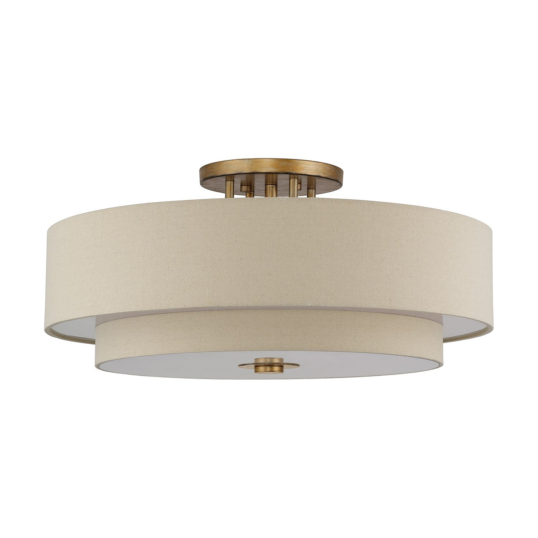 6 Light Antique Gold Leaf Extra Large Semi-Flush
