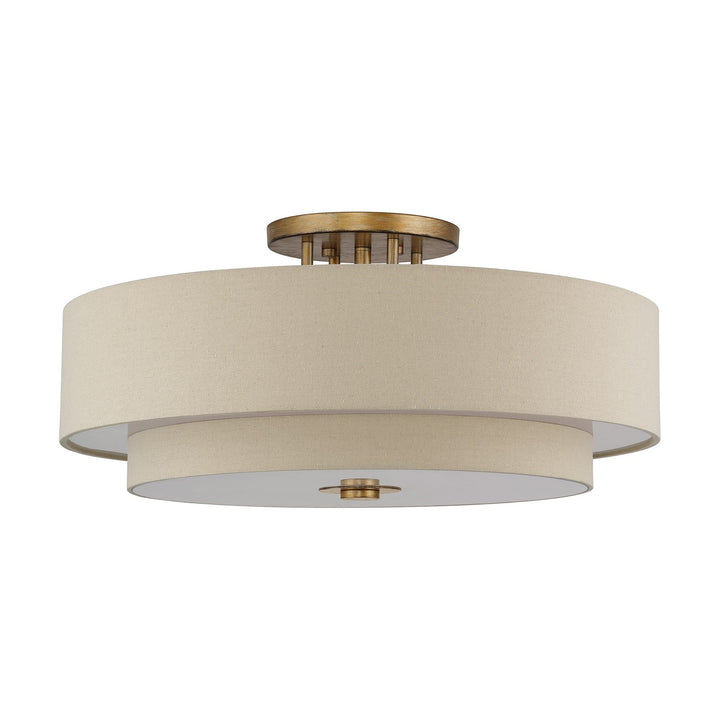 6 Light Antique Gold Leaf Extra Large Semi-Flush