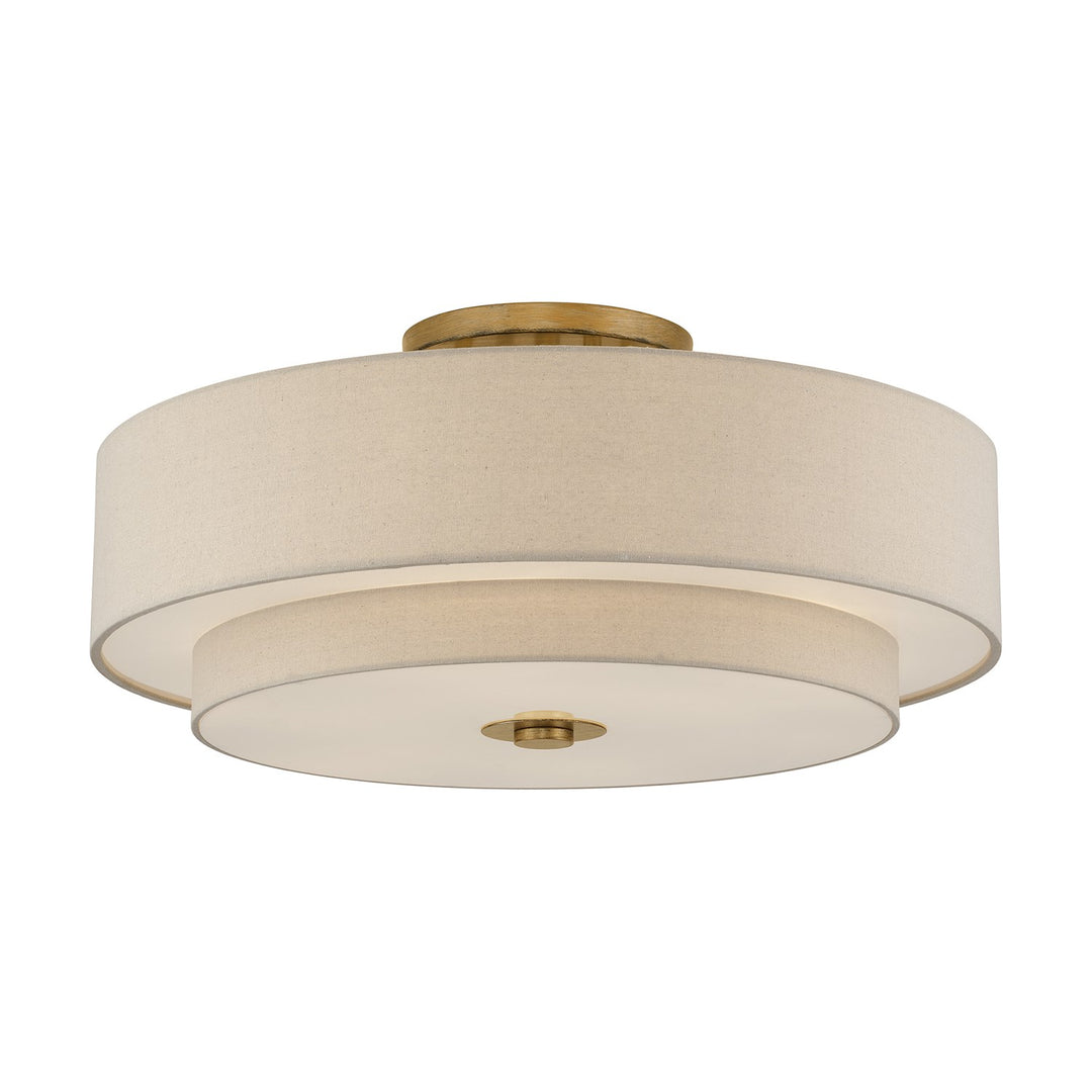 6 Light Antique Gold Leaf Extra Large Semi-Flush