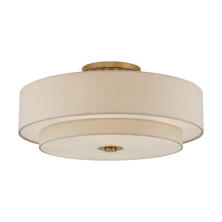 6 Light Antique Gold Leaf Extra Large Semi-Flush