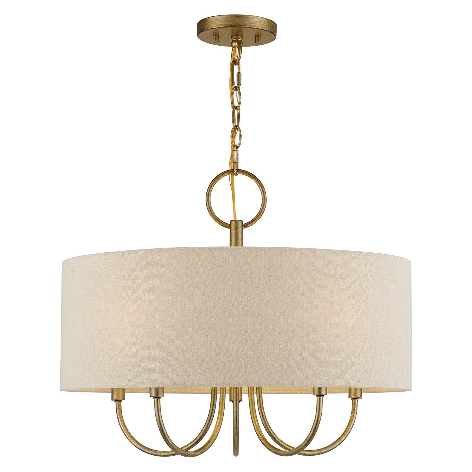 5 Light Antique Gold Leaf Pendant Chandelier by Livex Lighting