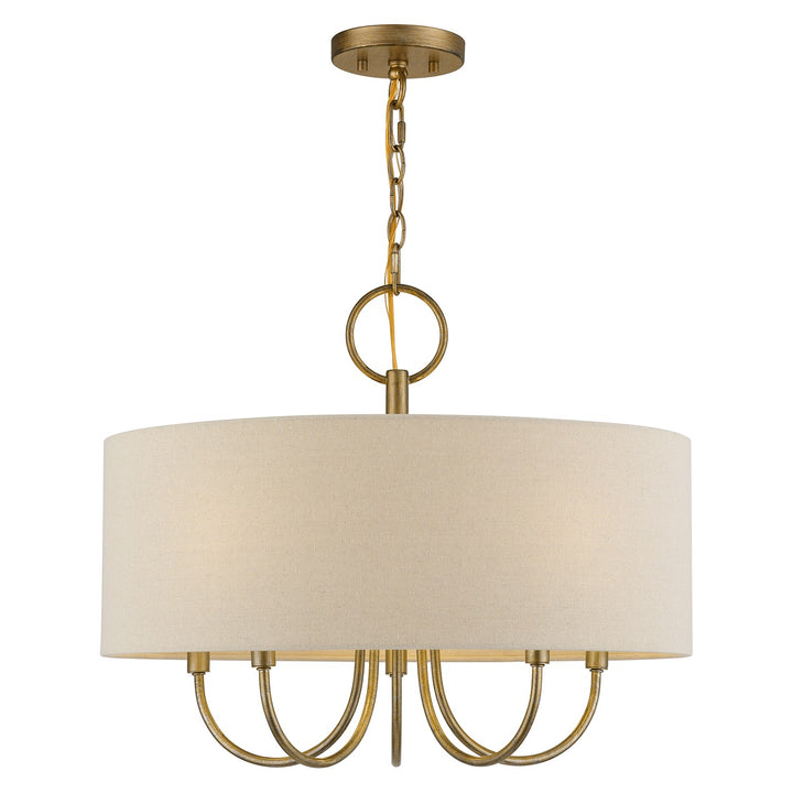 5 Light Antique Gold Leaf Pendant Chandelier by Livex Lighting