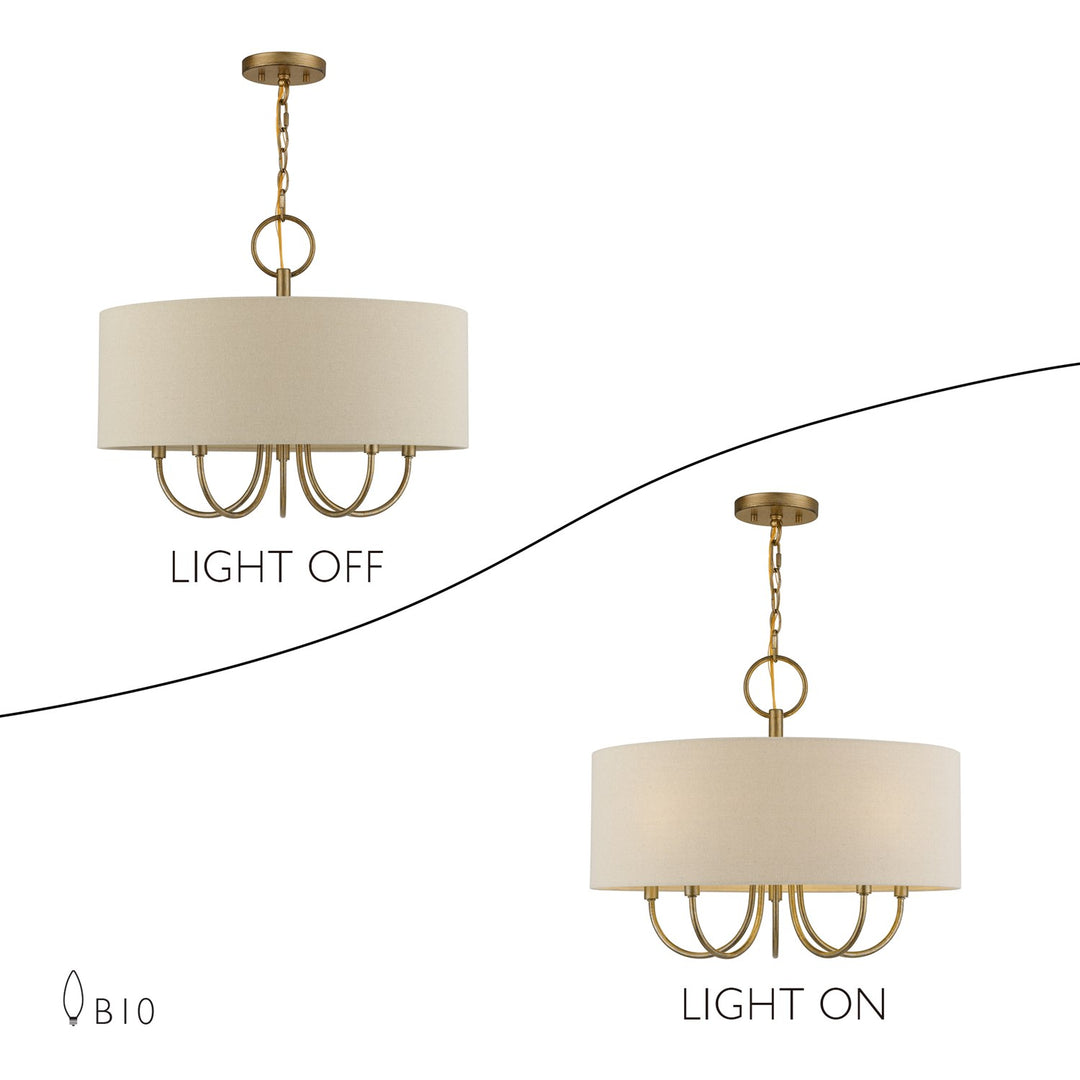 5 Light Antique Gold Leaf Pendant Chandelier