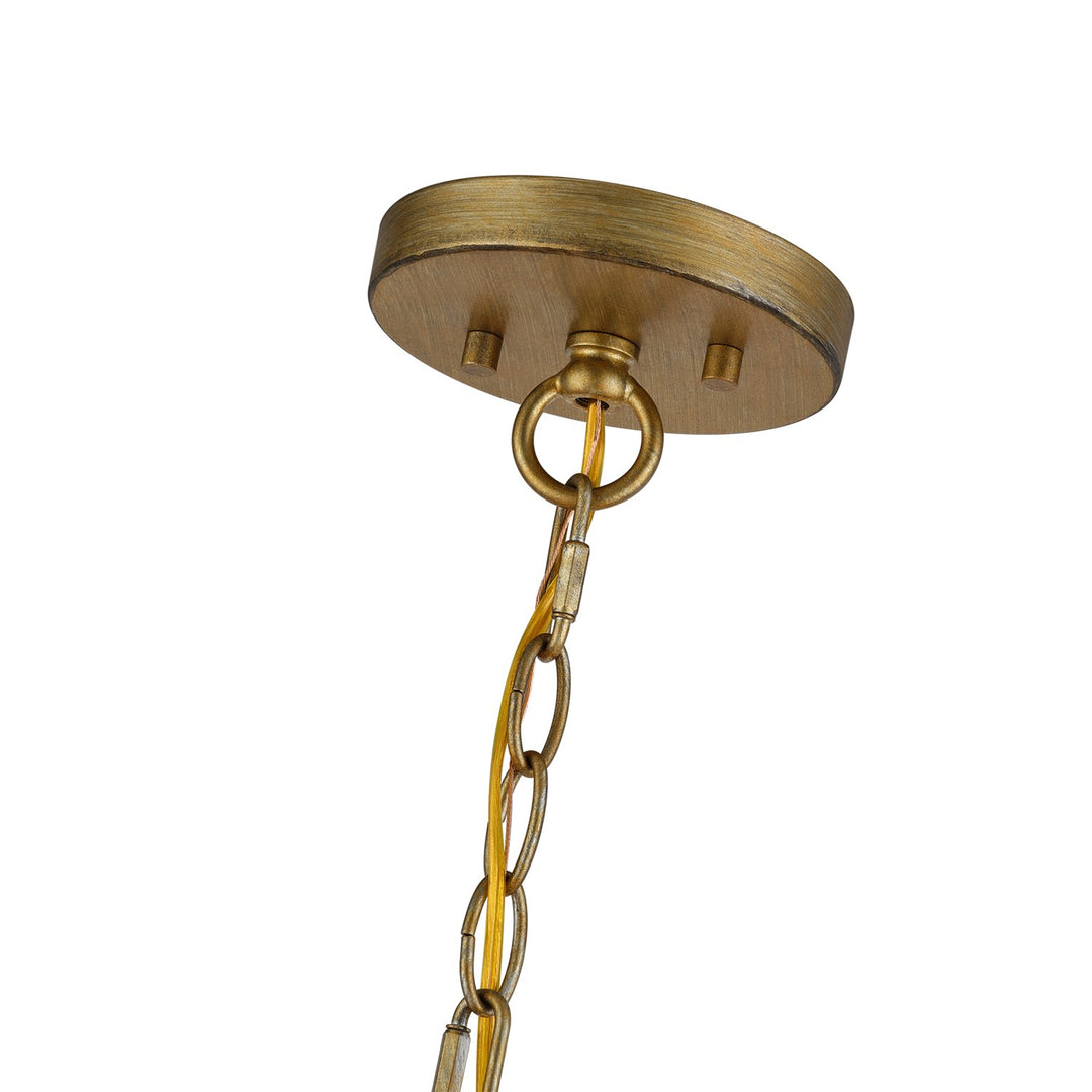 5 Light Antique Gold Leaf Pendant Chandelier