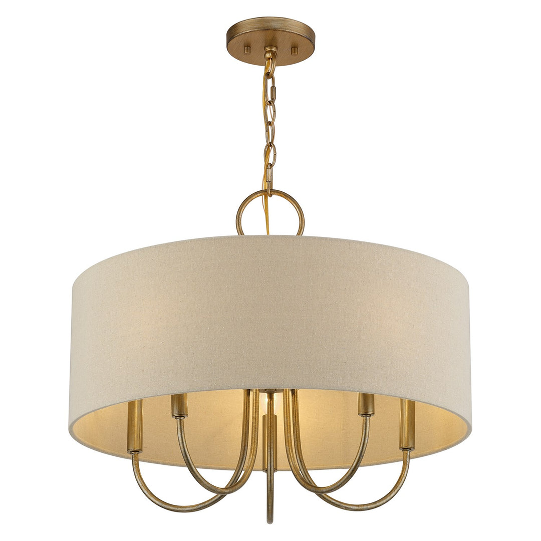 5 Light Antique Gold Leaf Pendant Chandelier