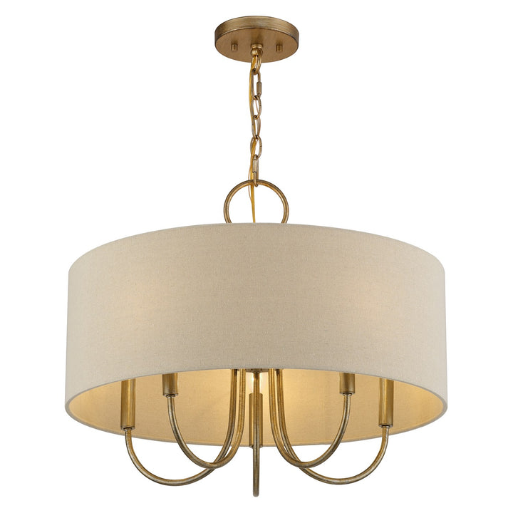 5 Light Antique Gold Leaf Pendant Chandelier