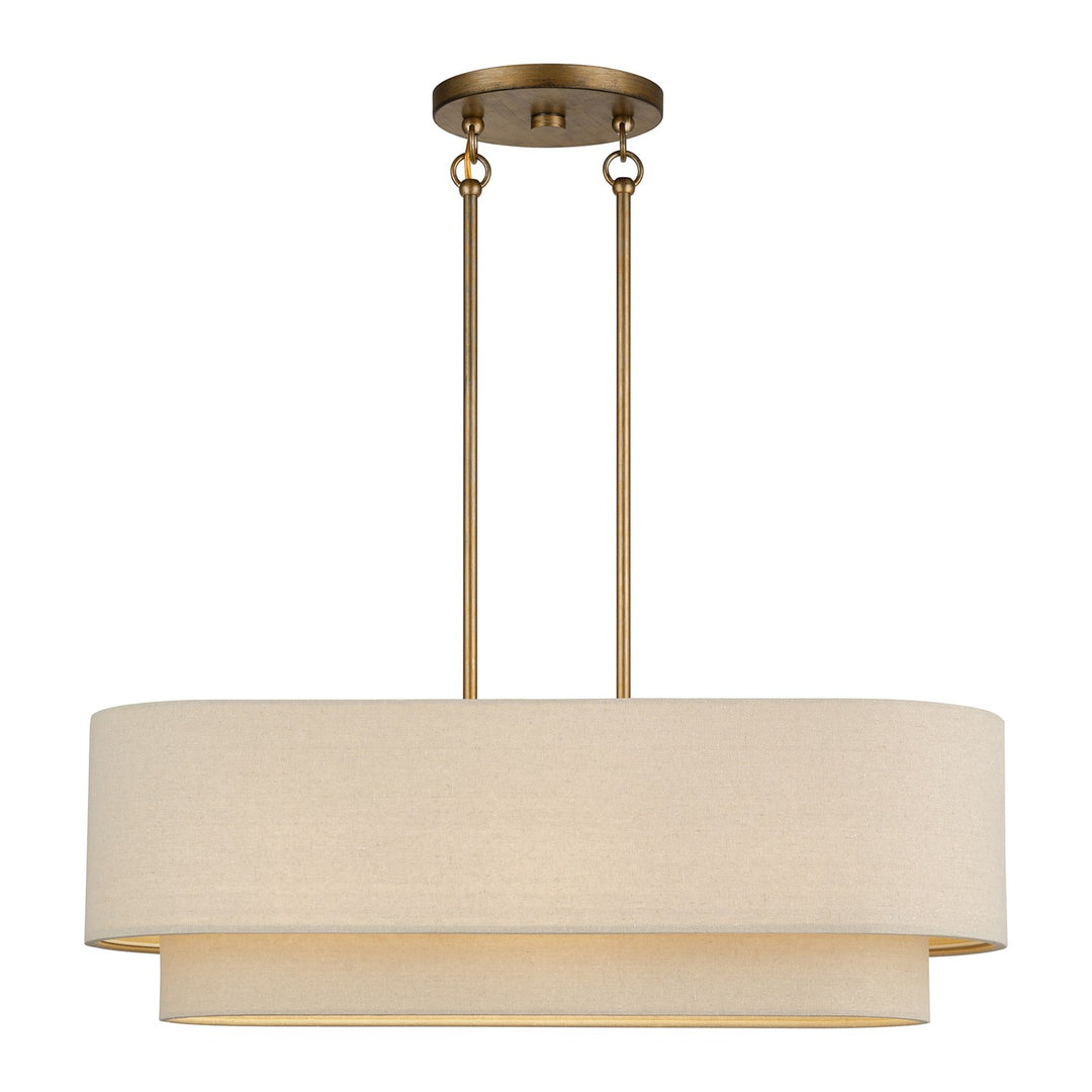 3 Light Antique Gold Leaf Medium Linear Chandelier by Livex Lighting