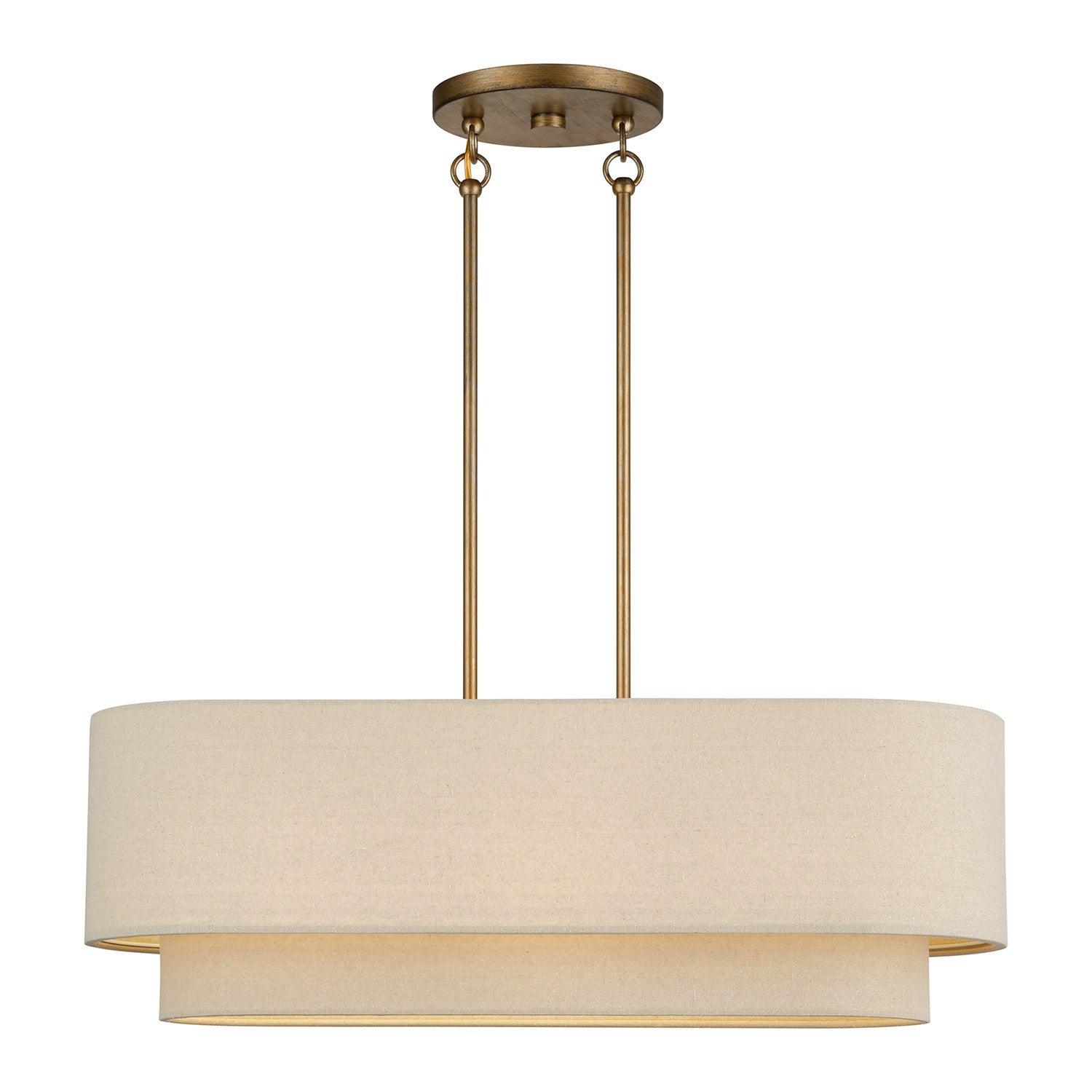 3 Light Antique Gold Leaf Medium Linear Chandelier by Livex Lighting