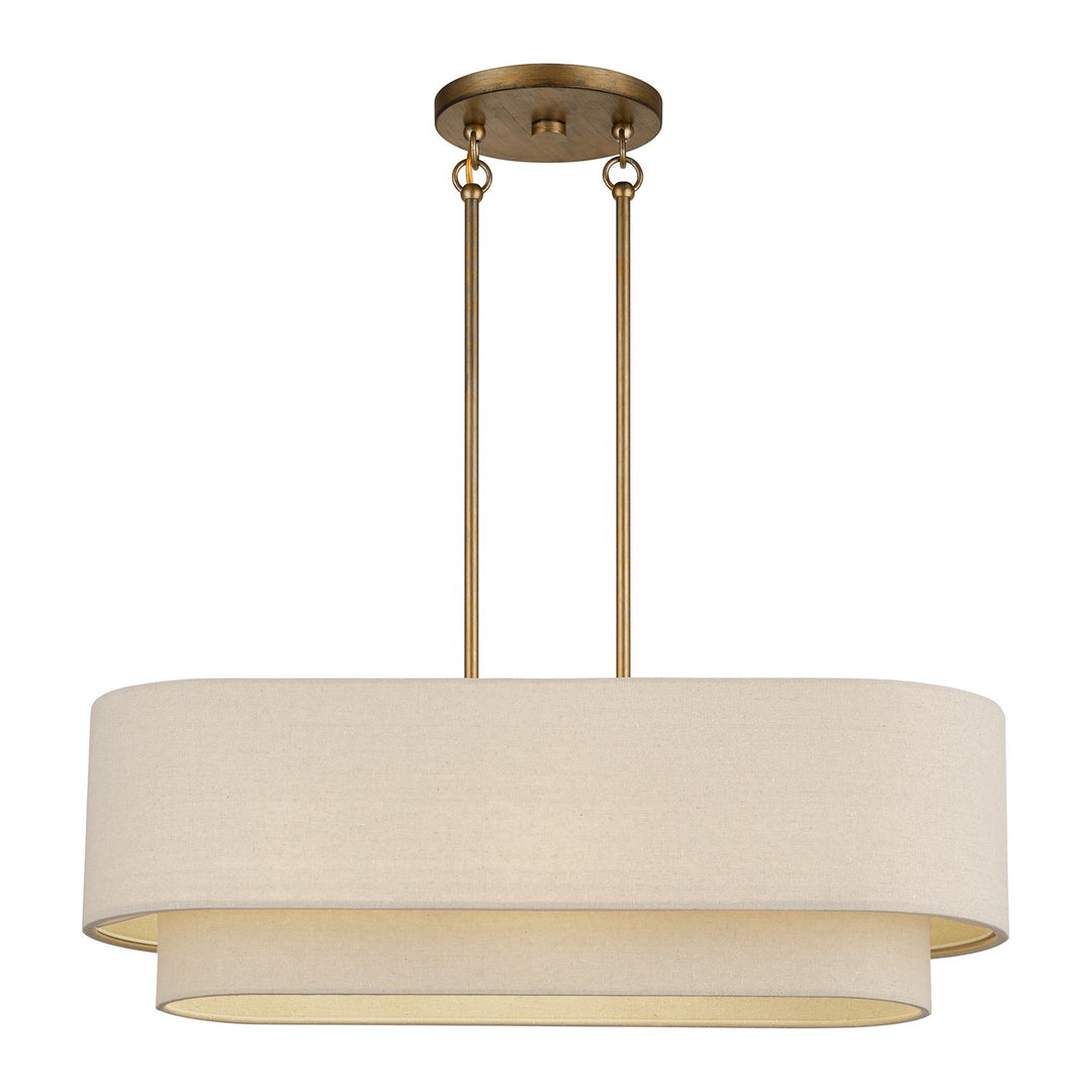3 Light Antique Gold Leaf Medium Linear Chandelier