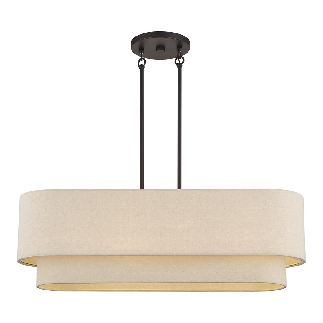 4 Light Bronze Large Linear Chandelier