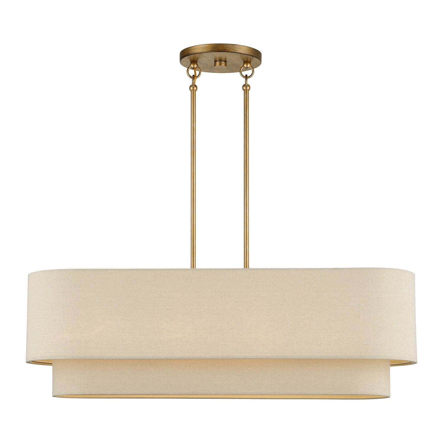 4 Light Antique Gold Leaf Large Linear Chandelier by Livex Lighting