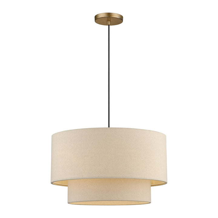 3 Light Antique Gold Leaf Pendant by Livex Lighting