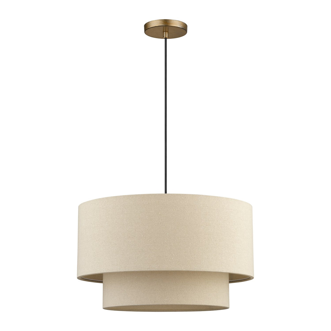 3 Light Antique Gold Leaf Pendant