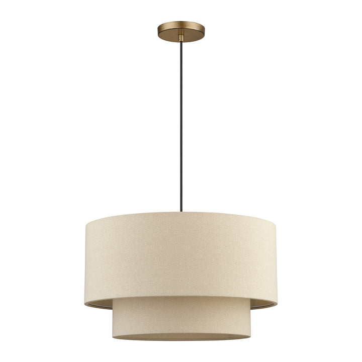 3 Light Antique Gold Leaf Pendant
