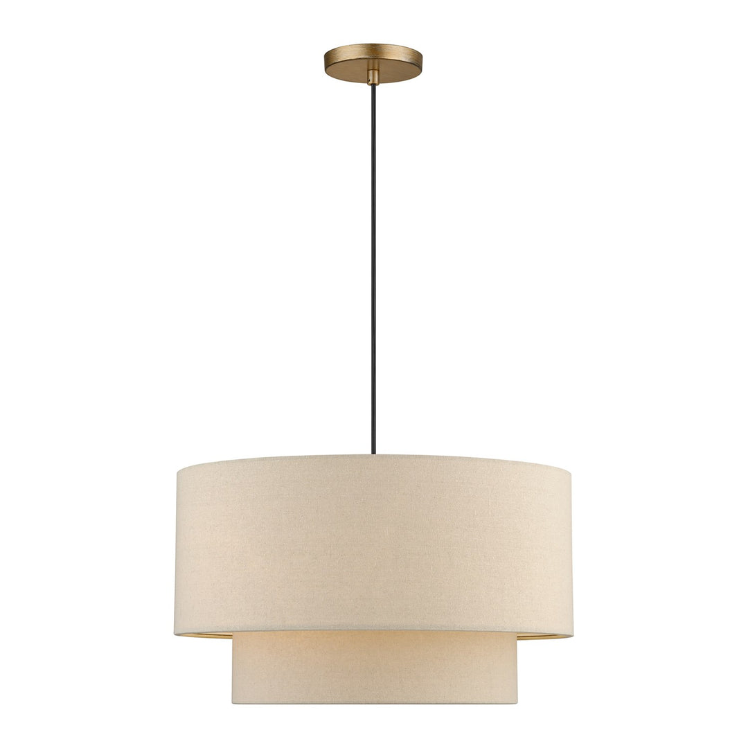 3 Light Antique Gold Leaf Pendant