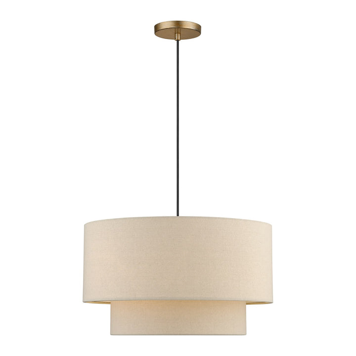 3 Light Antique Gold Leaf Pendant