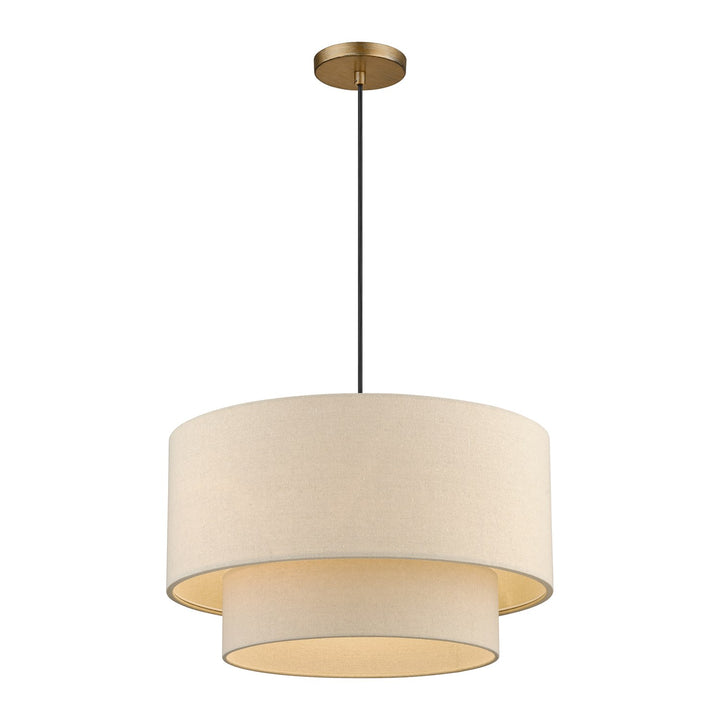 3 Light Antique Gold Leaf Pendant