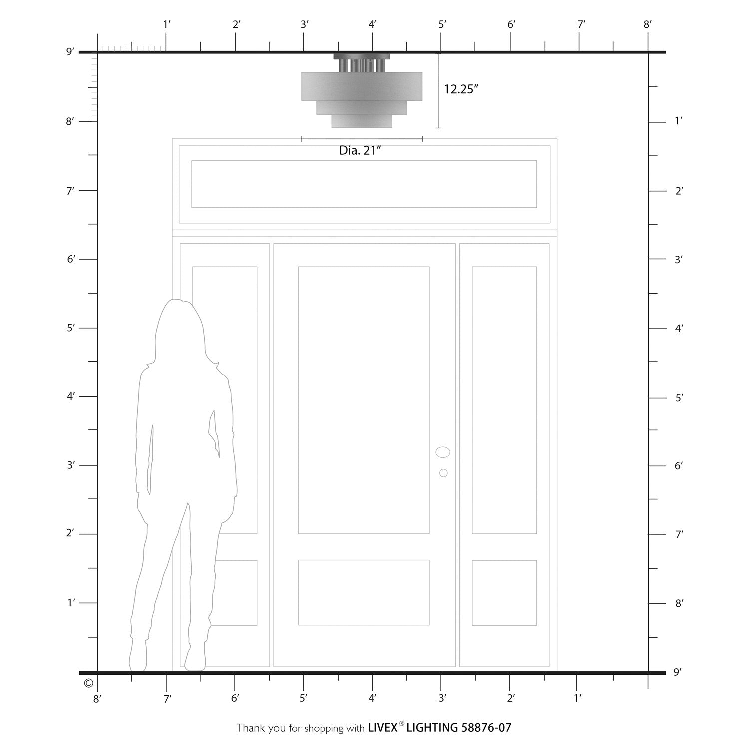4 Light Bronze Extra Large Semi-Flush