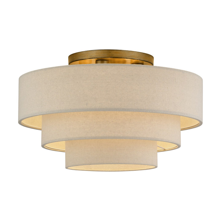 4 Light Antique Gold Leaf Extra Large Semi-Flush